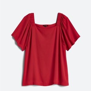 Papermoon Delia Square Neck Blouse 2X Rusty Red Color